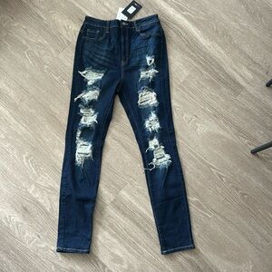 NWT Fashion Nova “On the level high rise jeans” dark denim